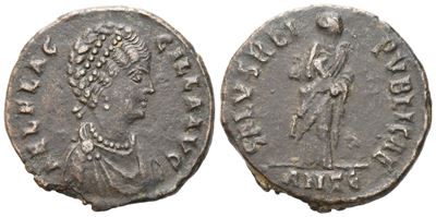 Aelia Flaccilla, Follis Struck Under Theodosius I, Antiochia, 383-388; Æ (4,84 G; 21,5 MM; 11 H)