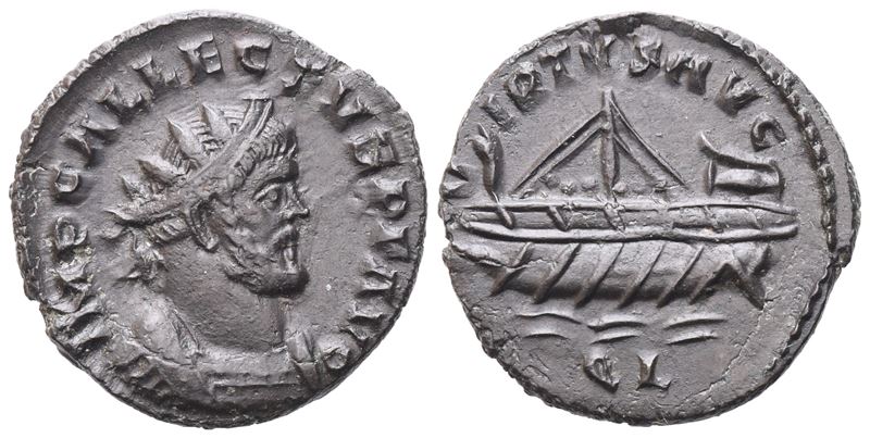 Allectus, Quinario (Q. L. Galley su onde) in Æ, 295–296