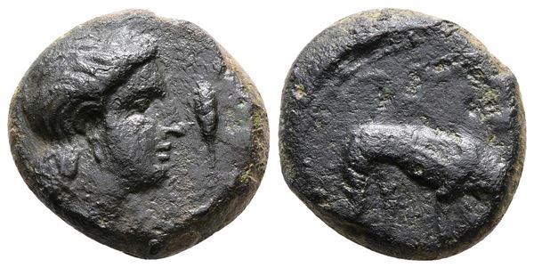 Sicily, Segesta, c. 390-380 BC. Æ Tetras (17 mm, 6.70 g).