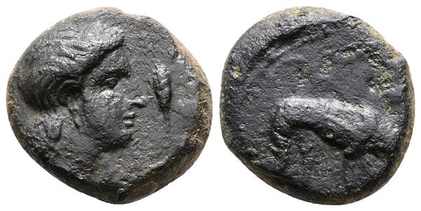 Sicily, Segesta, c. 390-380 BC. Æ Tetras (17 mm, 6.70 g).  - Auction Greek, Roman and Byzantine Coins	 - Bertolami Fine Art - Prague