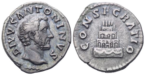 Divus Antoninus Pius (died AD 161), Denarius struck under Marcus Aurelius and Lucius Verus, Rome, 161; AR (3,37 g; 17,8 mm; 6 h)