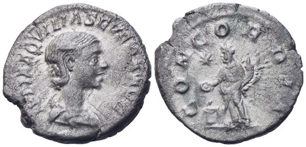 Aquilia Severa, Denarius struck under Elagabalus, Rome, 221-222; AR (3,57 g; 19 mm; 6 h)