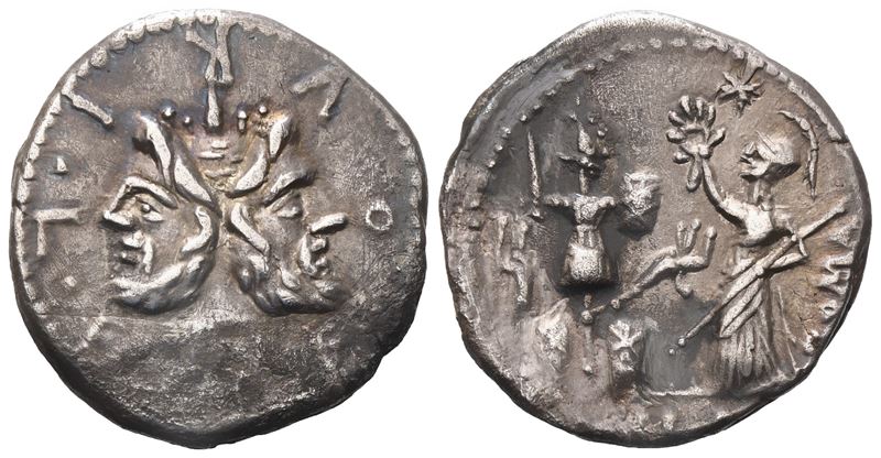 M. Furius, Denarius, 119 Bc; Ar (3,76 G; 19,5 MM; 10 H)