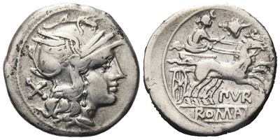 L. Furius Purpurio, Denarius, 169-158 Bc; Ar (3,84 G; 18,3 MM; 6 H)