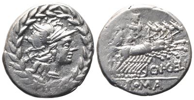 Cn. Gellius, Denarius, 138 Bc; Ar (3,92 G; 20,2 MM; 7 H)