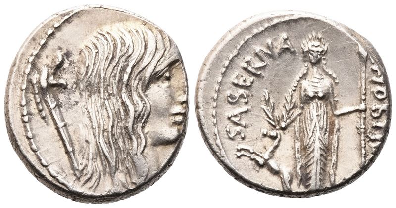 L. Hostilius Saserna, Denarius, Rome, 48 BC; AR (4,12 g; 17,4 mm; 9 h)