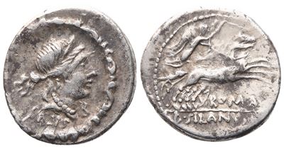 D. Iunius Silanus, Denarius, 91 Bc; Ar (3,90 G; 19,5 MM; 8 H)