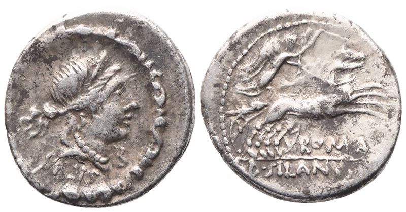 D. Iunius Silanus, Denarius, 91 Bc; Ar (3,90 G; 19,5 MM; 8 H)