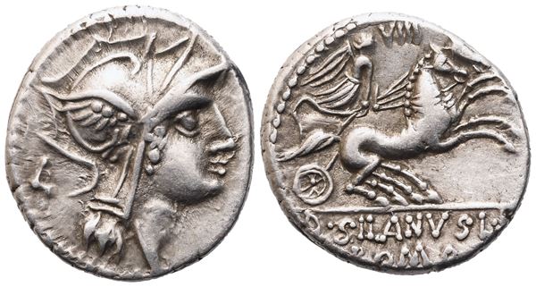 D. Iunius Silanus, Denarius, 91 BC; AR (4,02 g; 17,7 mm; 7 h)