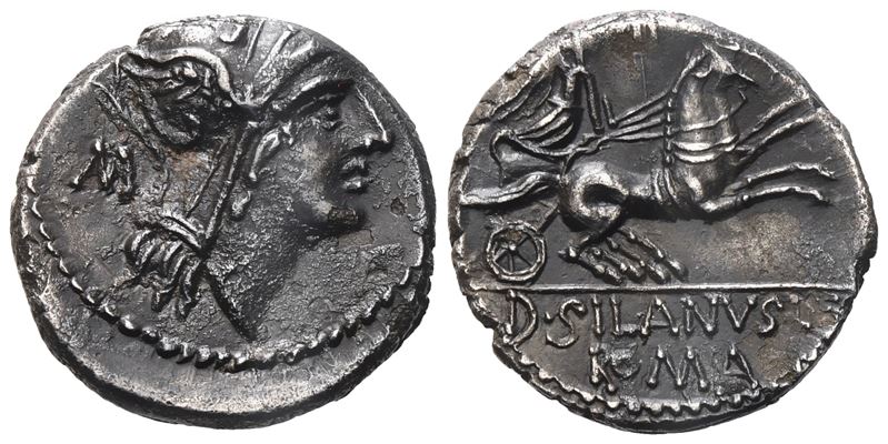D. Iunius Silanus, Denarius, 91 Bc; Ar (3,94 G; 17,4 MM; 4 H)