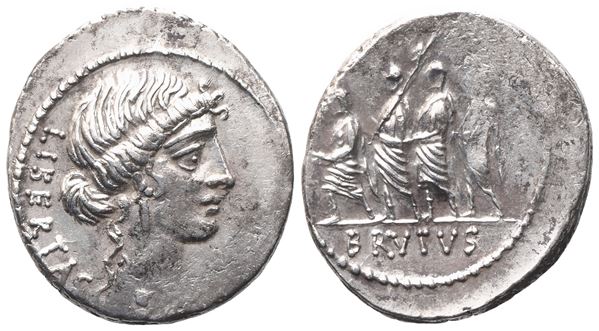 Q. Servilius Caepio Brutus (M. Iunius Brutus), Denarius, 54 BC; AR (3,82 g; 20,2 mm; 5 h)