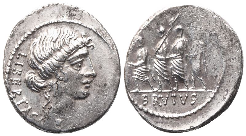 Q. Servilius Caepio Brutus (M. Iunius Brutus), Denarius, 54 Bc; Ar (3,82 G; 20,2 MM; 5 H)