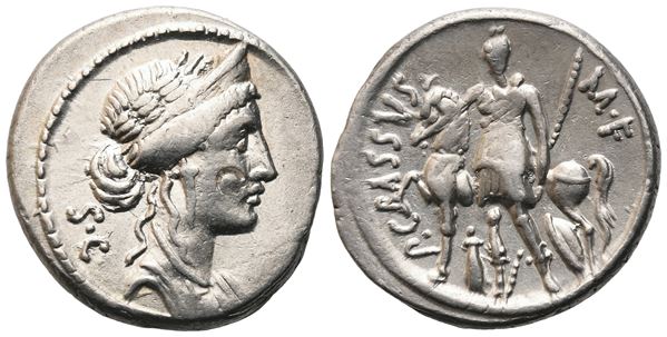 P. Licinius Crassus, Denarius, 55 BC; AR (4 g; 17,8 mm; 11 h)