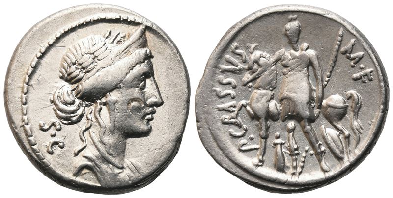 P. Licinius Crassus, Denarius, 55 Bc; Ar (4 G; 17,8 MM; 11 H)