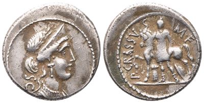 P. Licinius Crassus, Denarius, 55 Bc; Ar (4,10 G; 19 MM; 12 H)