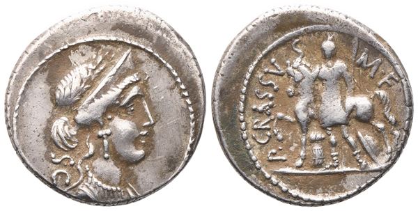P. Licinius Crassus, Denarius, 55 BC; AR (4,10 g; 19 mm; 12 h)