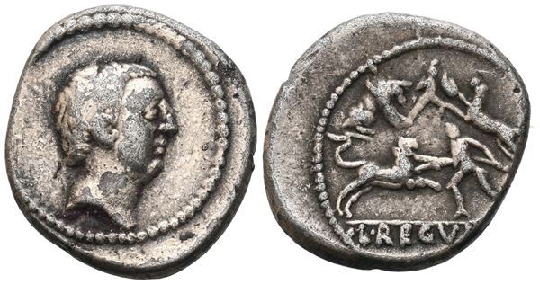L. Livineius Regulus, Denarius, 42 BC; AR (3,25 g; 19,6 mm; 11 h)