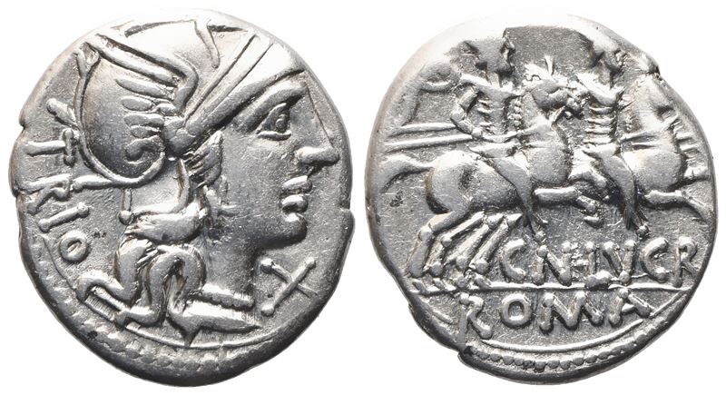 Cn. Lucretius Trio, Denarius, 136 Bc; Ar (3,80 G; 18,5 MM; 7 H)