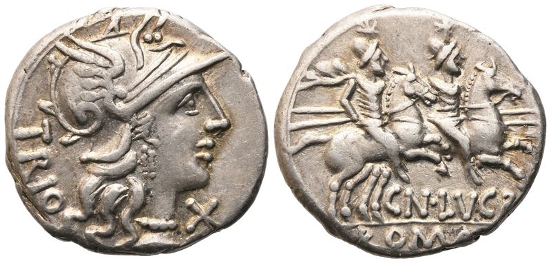 Cn. Lucretius Trio, Denarius, 136 Bc; Ar (3,96 G; 18,6 MM; 6 H)