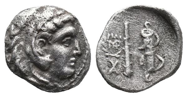 Kings of Macedon, Alexander III ‘the Great' (336-323 BC). AR Obol (8mm, 0.52g).