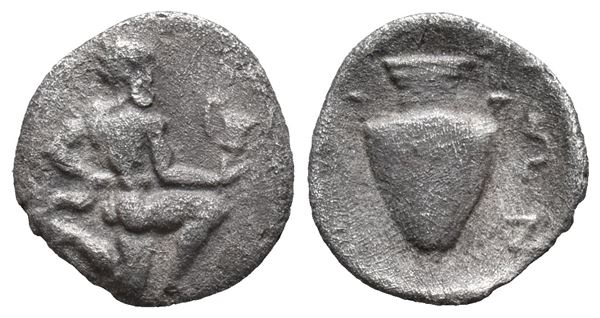 Islands of Trace, Thasos, c. 412-404 BC. AR Trihemiobol (12mm, 0.62g).