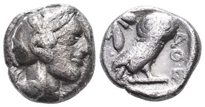 Attica, Athens, C. 454-404 Bc. Ar Drachm (13mm, 4g).