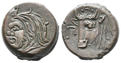 Cimmerian Bosporos, Pantikapaion, C. 325-310 Bc. Æ (16mm, 5.64g).