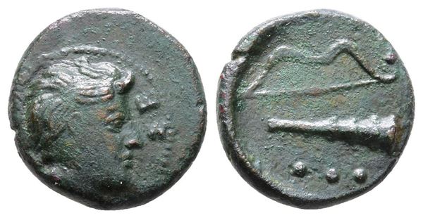Sicily, Selinos, c. 415/2-409 BC. Æ Tetras (14 mm, 2.17 g).