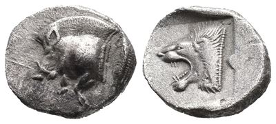 Mysia, Kyzikos, C. 450-400 Bc. Ar Diobol (10mm. 1.25g).