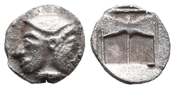 Troas, Tenedos. Early-mid 5th century BC. AR Obol (8mm, 0,62g).  - Auction Greek, Roman, Byzantine Coins - Bertolami Fine Art - Prague