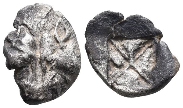 Caria, Uncertain, 5th century BC. AR Diobol (11mm, 1.53g).  - Auction Greek, Roman, Byzantine Coins - Bertolami Fine Art - Prague