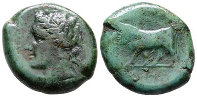 Sicily, Tauromenion, C. 357-315 Bc. Æ Hemilitron (26 MM, 16.39 G).