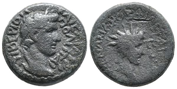 Tiberius (14-37). Lydia, Tripolis. Æ (18mm, 7.57g).  - Auction Greek, Roman, Byzantine Coins - Bertolami Fine Art - Prague