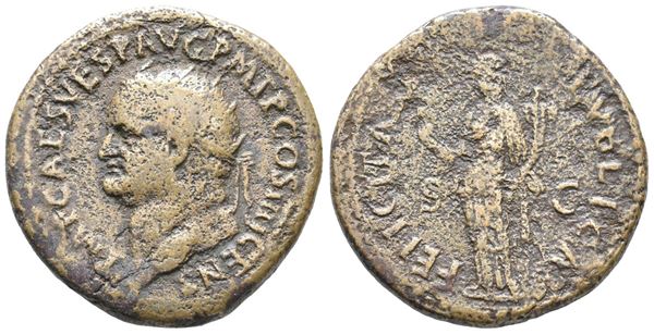 Vespasian (69-79). Æ Dupondius (27mm, 12.18g).  - Auction Greek, Roman, Byzantine Coins - Bertolami Fine Art - Prague