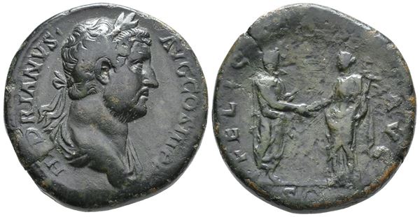 Hadrian (117-138). Æ Sestertius (31mm, 26.34g).  - Auction Greek, Roman, Byzantine Coins - Bertolami Fine Art - Prague