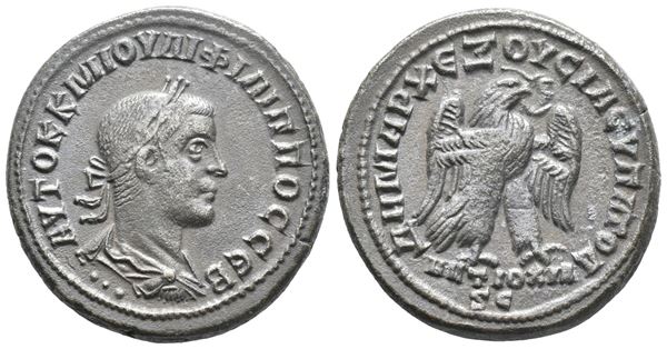 Philip II (247-249). Seleucis and Pieria, Antioch. BI Tetradrachm (27mm, 11.48g),  - Auction Greek, Roman, Byzantine Coins - Bertolami Fine Art - Prague