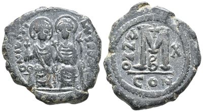 Justin II And Sophia (565-578). Æ 40 Nummi 30mm, 12.26g).