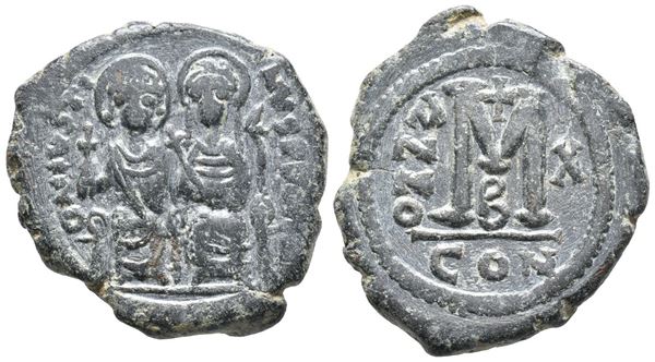 Justin II and Sophia (565-578). Æ 40 Nummi 30mm, 12.26g).