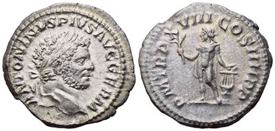 Caracalla (198-217), Denarius, Rome, 215; Ar (2,73 G; 18,8 MM; 6 H)