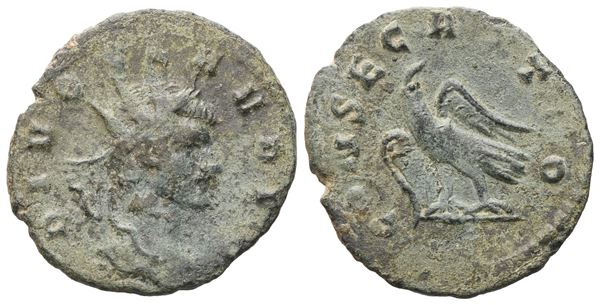 Divus Claudius II (died 270), Antoninianus struck under Aurelian, Rome, 270-271; BI (2,80 g; 20,6 mm; 6 h)