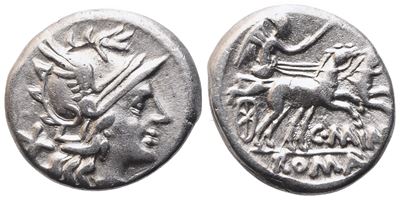 C. Maianius, Denarius, 153 Bc; Ar (3,89 G; 17,5 MM; 11 H)