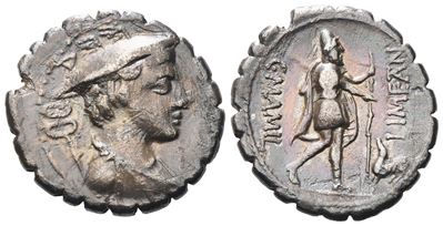 C. Mamilius Limetanus, Denarius Serratus, 82 Bc; Ar (3,72 G; 18,4 MM; 3 H)
