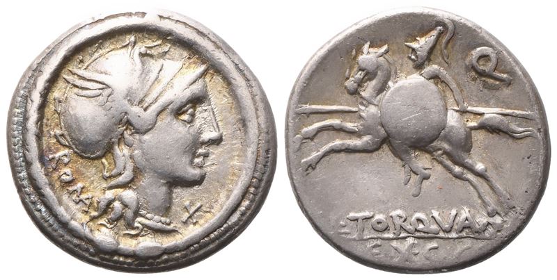 L. Manlius Torquatus, Denarius, 113-112 BC; AR (3,93 g; 18,2 mm; 4 h)