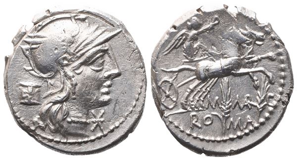 M. Marcius, Denarius, 134 BC; AR (3,89 g; 19,5 mm)  - Auction RES PVBLICA - Bertolami Fine Art - Prague