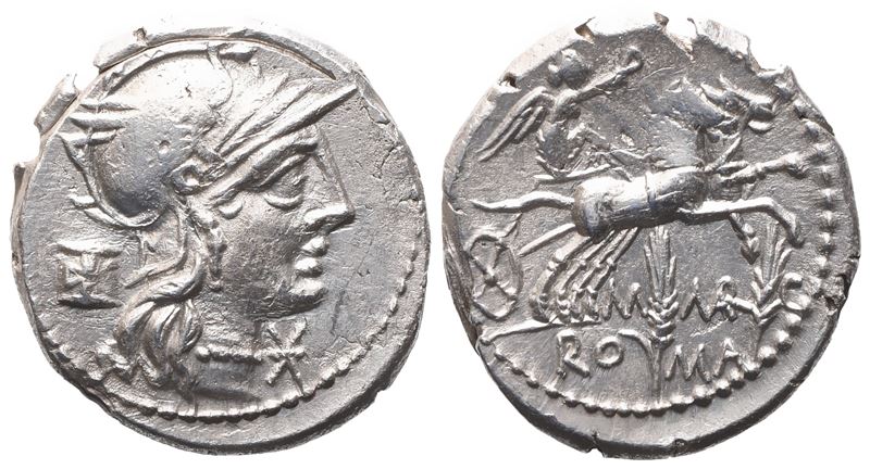 M. Marcius, Denarius, 134 Bc; Ar (3,89 G; 19,5 MM)