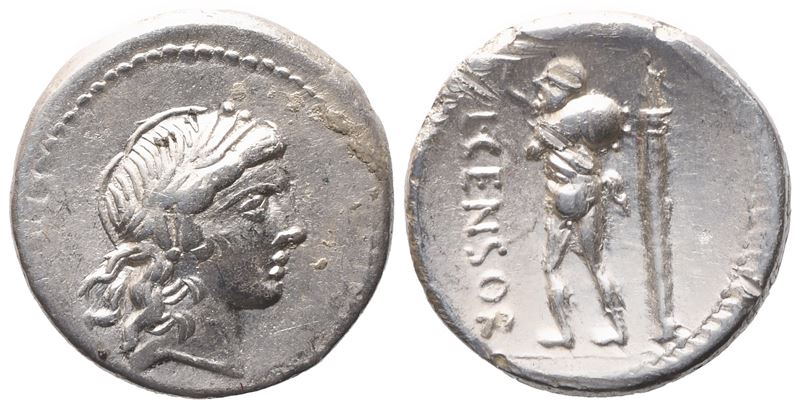 L. Marcius Censorinus, Denarius, 82 Bc; Ar (3,54 G; 17,3 MM; 11 H)