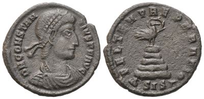 Constantius II, Follis di Siscia (348-350), Æ 2,54 g, 18,2 mm