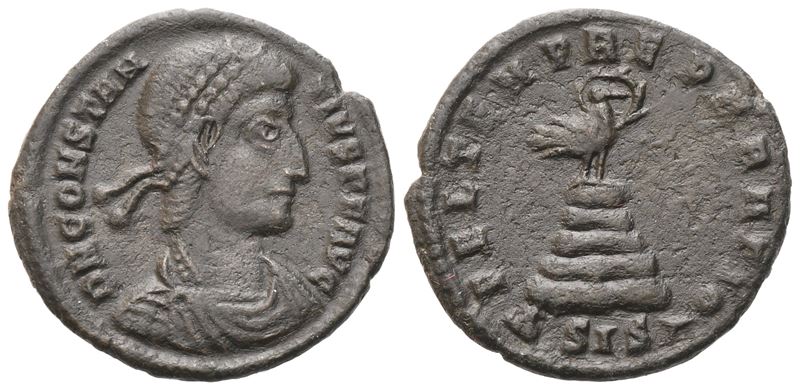 Constantius II, Follis di Siscia (348-350), Æ 2,54 g, 18,2 mm