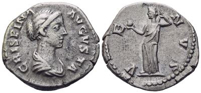 Crispina Augusta (177-182), Denarius, Rome, 180-182; Ar (2,90 G; 18,2 MM; 12 H)