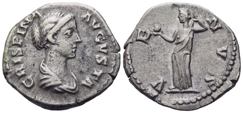 Crispina Augusta (177-182), Denarius, Rome, 180-182; Ar (2,90 G; 18,2 MM; 12 H)